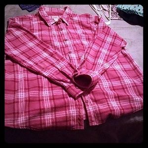 LL Bean Pink and Purple Fleece Shirt